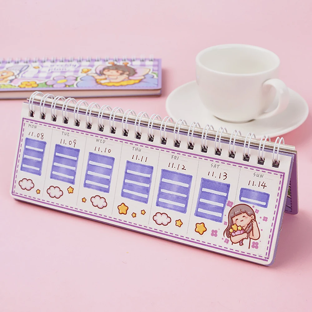 

52 Sheets Cute Daily Weekly Planners Kawaii Self Discipline Plan Book Habit Tracker Korean Stationery Journal Time Management