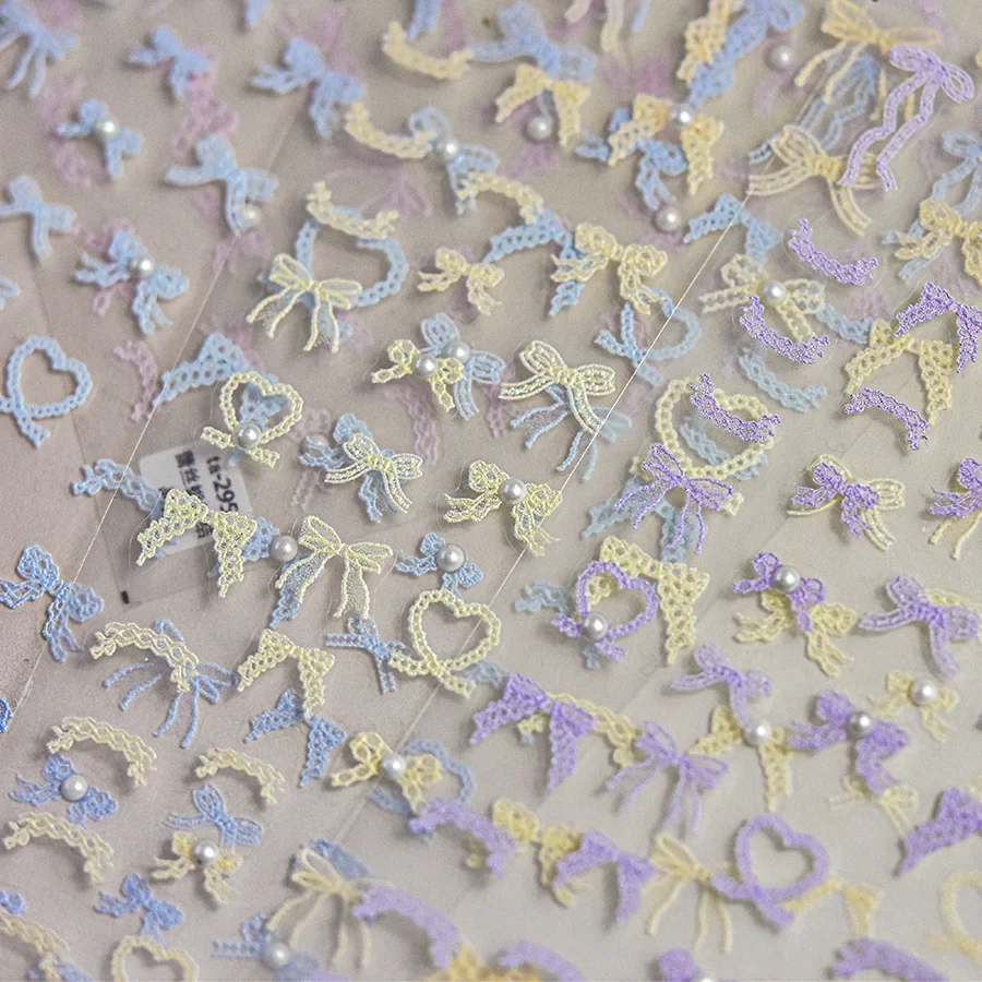 Crystal Diamond Nail Art Stickers Japanese Retro Lace Bow