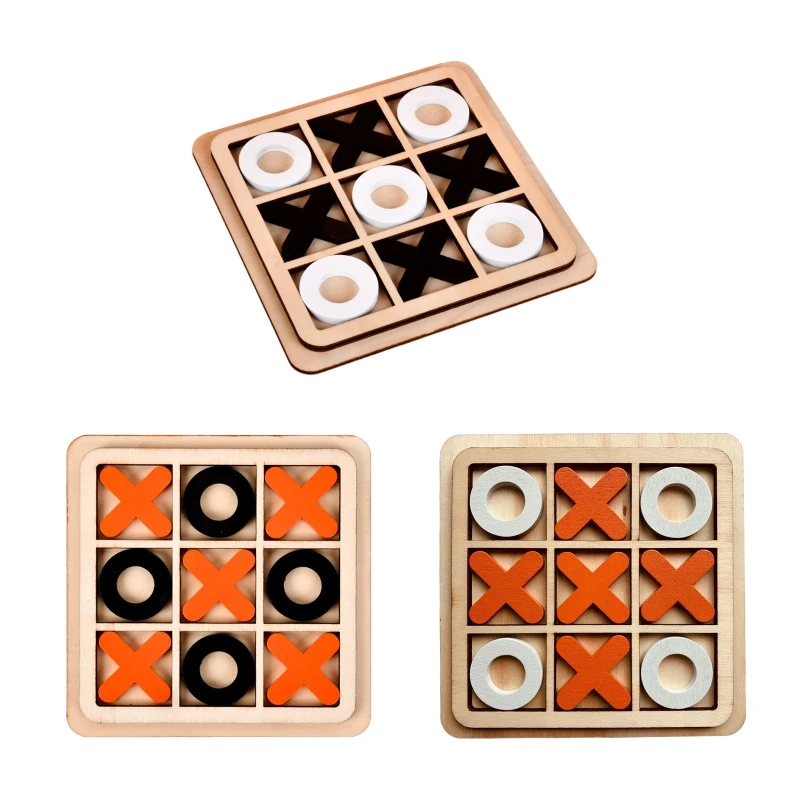 

Креативная настольная игрушка, настольная игра XO Tictactoe, шахматная доска головоломка Монтессори, деревенская стратегия для семейного собран...