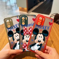 mickey minnie disney couple case phone for xiaomi redmi 9a 10c 9t 9c note 11 10 9 8 7 pro 5g frosted translucent matte cover