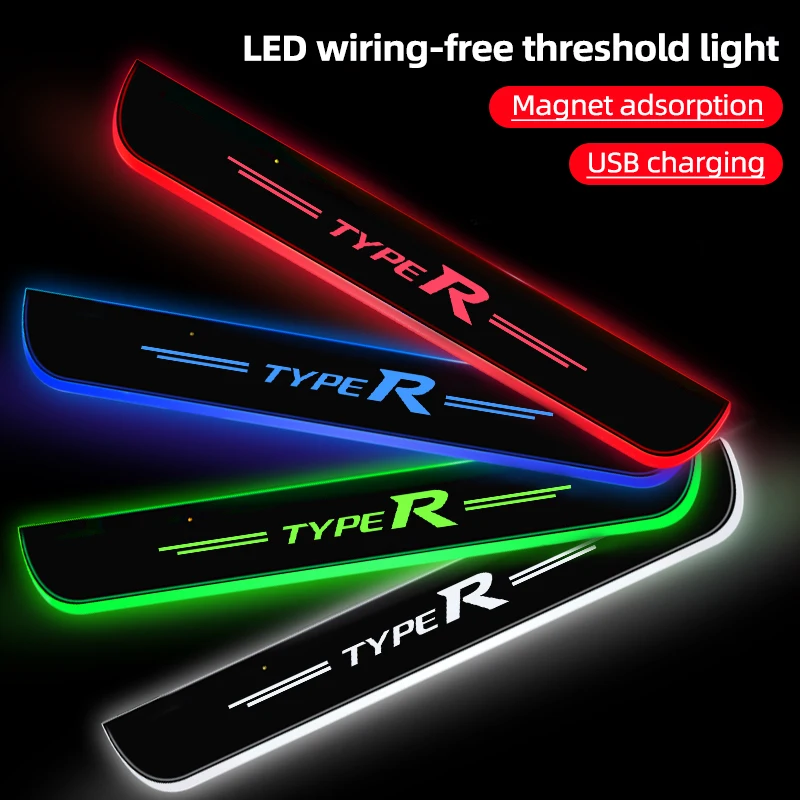 

Multicolor Pedal Sill Pathway Light For Honda Type R Customized LED Welcome Pedal Car Scuff Plate Pedal no wiring Accessories