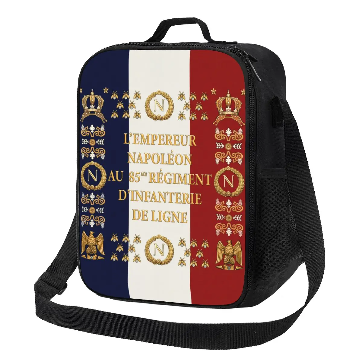 

Napoleonic French 85th Regimental Flag Insulated Lunch Bag for Work School France Fleur De Lis Portable Thermal Cooler Bento Box