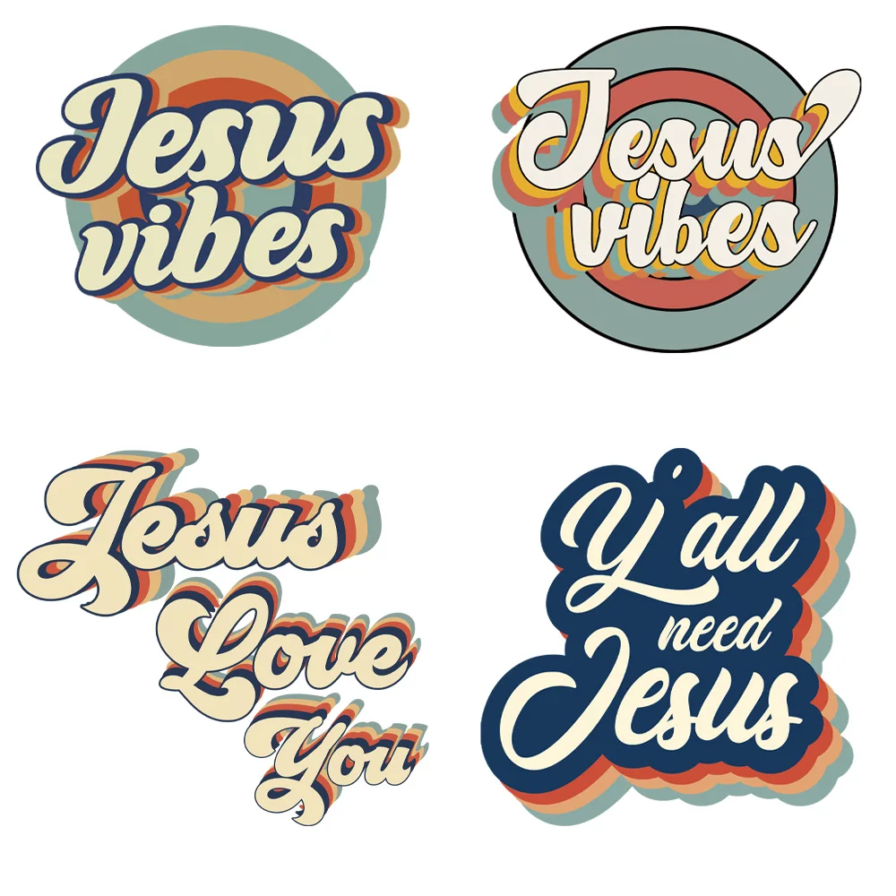 4 шт. наклейки на футболку с изображением Иисуса