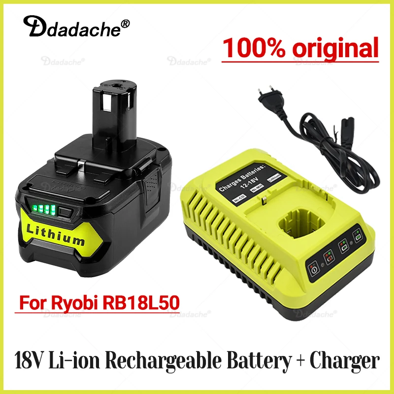 

18V For Ryobi Li-ion Rechargeable Battery for+cordless Power Tool BPL1820 P108 P109 P106 P105 P104 P103 RB18L50 RB18L40+charger