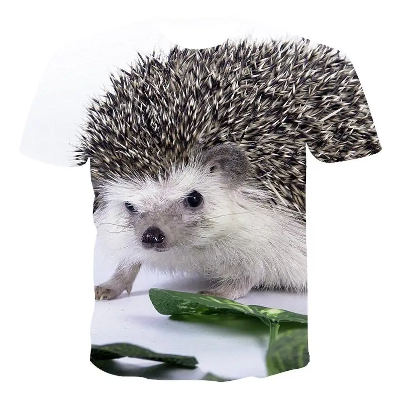 

New men's 3D hedgehog funny T-shirt summer personalized animal design T-shirt 3D printing short-sleeved top