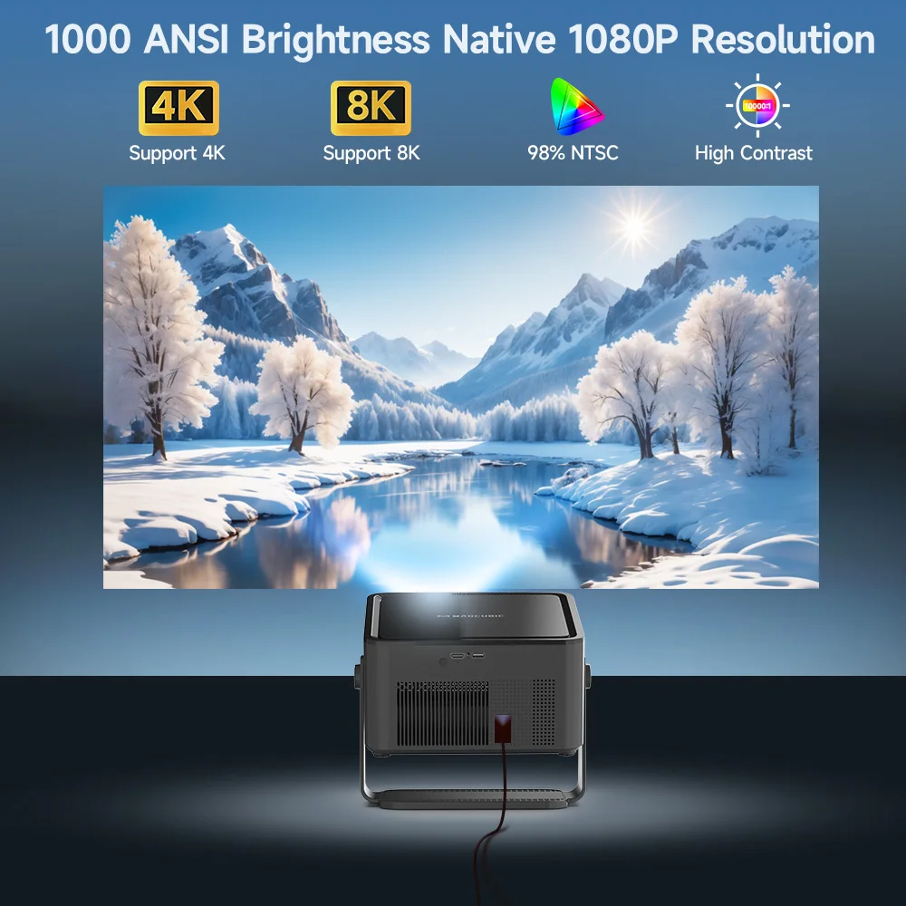 Фото Проектор Magcubic HY450MAX 1100 Ansi LED с разрешением 1080P, Android 14, поддержкой 8K, Wi-Fi 6, для домашнего кинотеатра, с голосовым управлением. №1