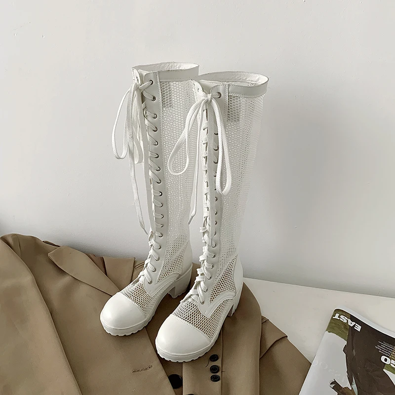 Женские летние дышащие Сапоги до колена с круглым вырезом