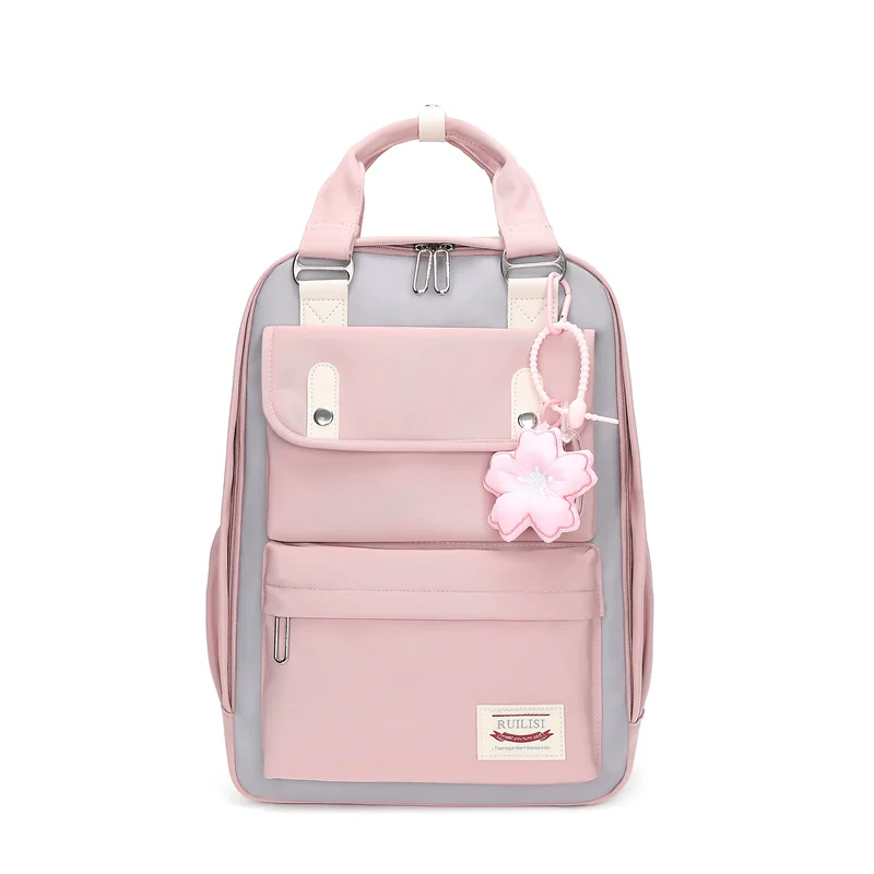 

Book Bag Trendy Long Handle Female Travel Young Backpack Flower Women 2022 New Student Laptop Pendant Cute For Teenage Girls