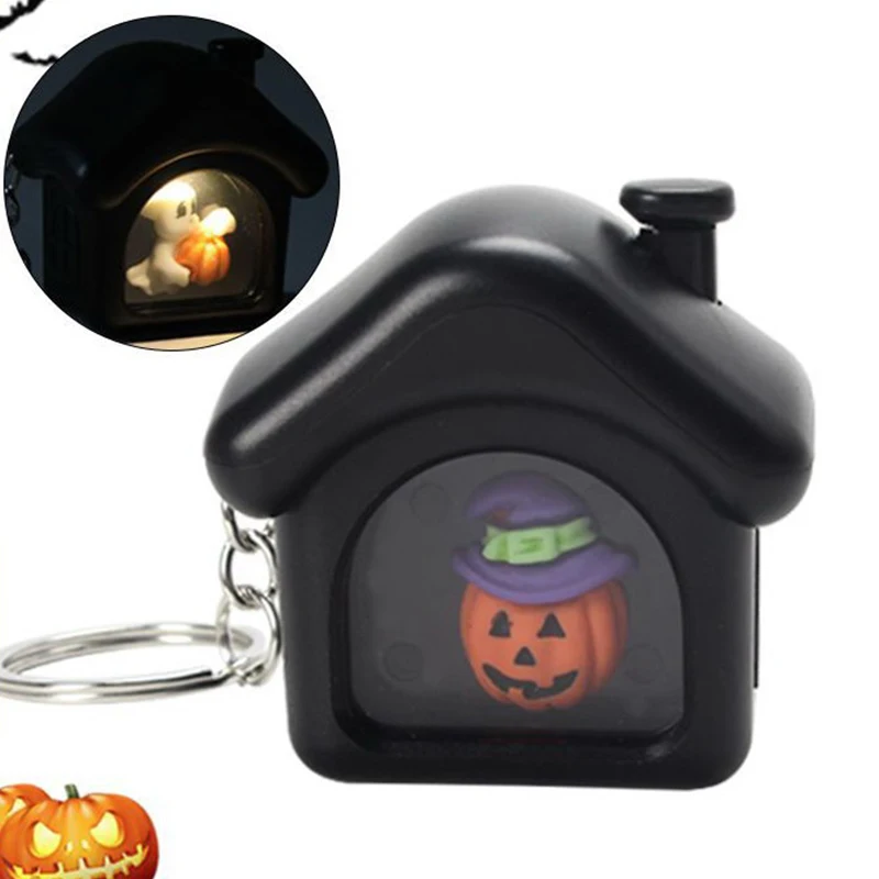 

2023 Halloween Keychain Luminous LED Light Pumpkin Trinkets Ghost Festival Halloween Gift Keyring Bat Ghost Halloween Decoration