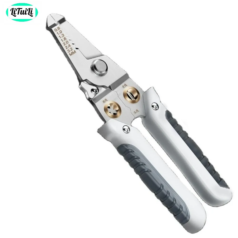 LiTuiLi 7 In 1 Wire Stripper Iron Copper Wire Cutter Cable Cutter Clamper Splitting Wire Crimping Pliers