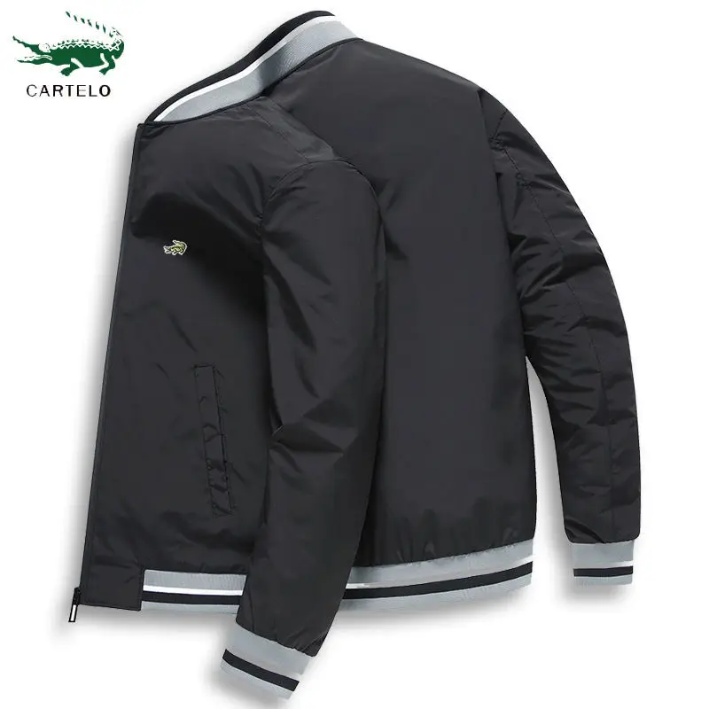 

High quality men's spring and autumn new large size stand neck zipper jacket bomber jacket casual sports windbreaker jacket top