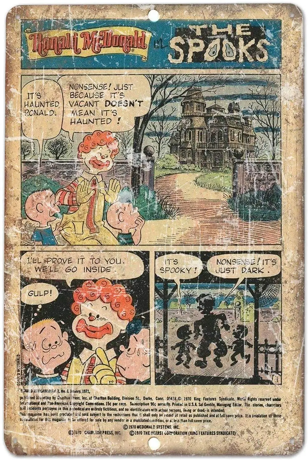 Забавная Оловянная вывеска Ronald mcс Дональдом Настенный декор для домашнего