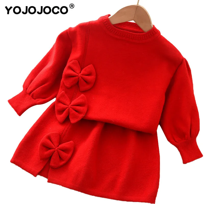 Одежда для маленьких девочек теплый вязаный свитер комплект на осень/зиму милый