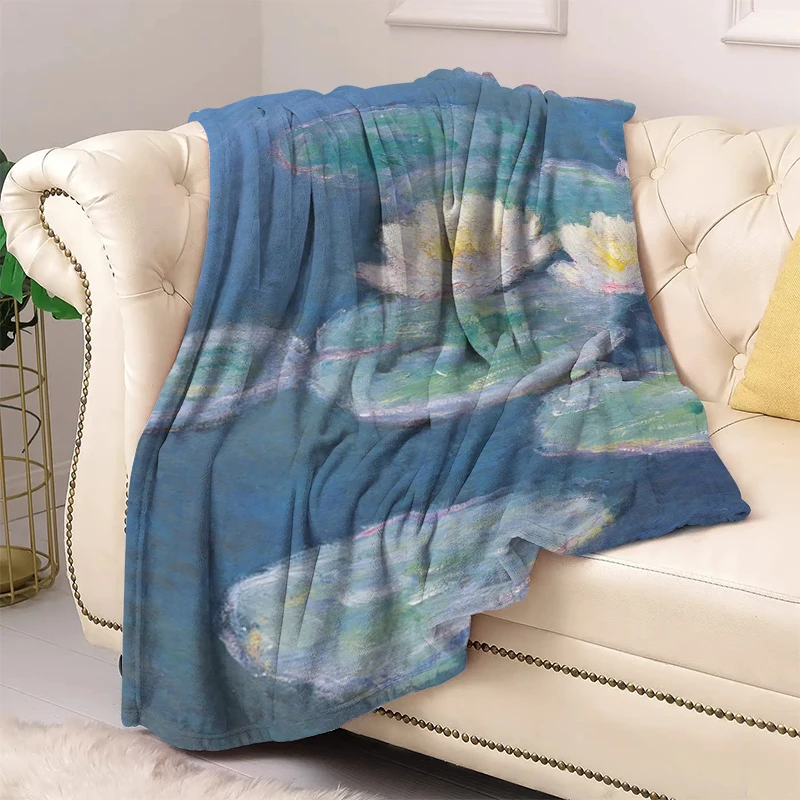 

Monet Oil Painting Nordic Throw Blanket for Bed Decorative Sofa Blankets Bedroom Decoration Bedspread the Fluffy Soft Fleece Nap