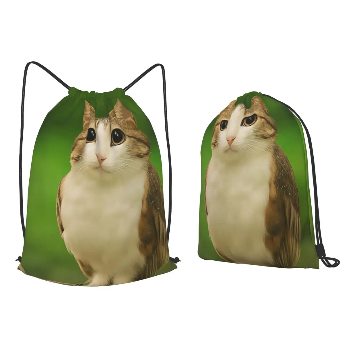 Фото Рюкзаки-мемы Meowl Cat Owl: Забавные, модные, трендовые, повседневные, на шнурке, с карманом для мелочей, сумки для книг для мужчин, женщин и студентов №2