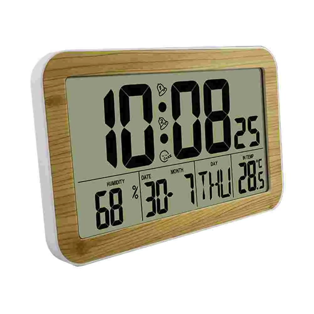 

Clock Alarm Calendar Digital Wood Clocks Led Temperature Bedside Wooden Desk Room Home Wall Kitchen Dateday Nightstand Bedrooms