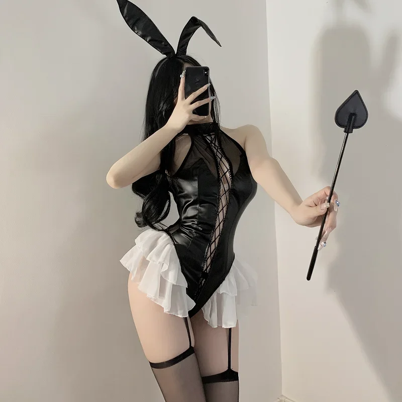 Сексуальный женский Готический комбинезон из лакированной кожи в стиле аниме