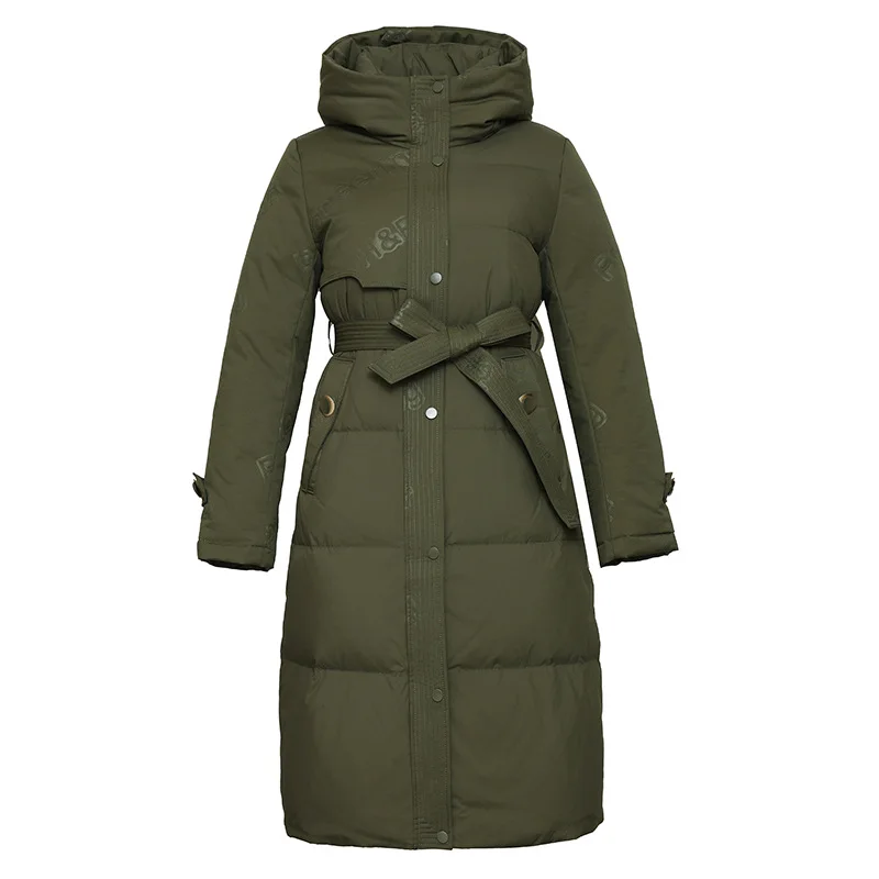 JAZZEVAR  New Down Jacket Women Long Winter 2022 Explosive Waist Slimming Hooded Fashion Thick Coat