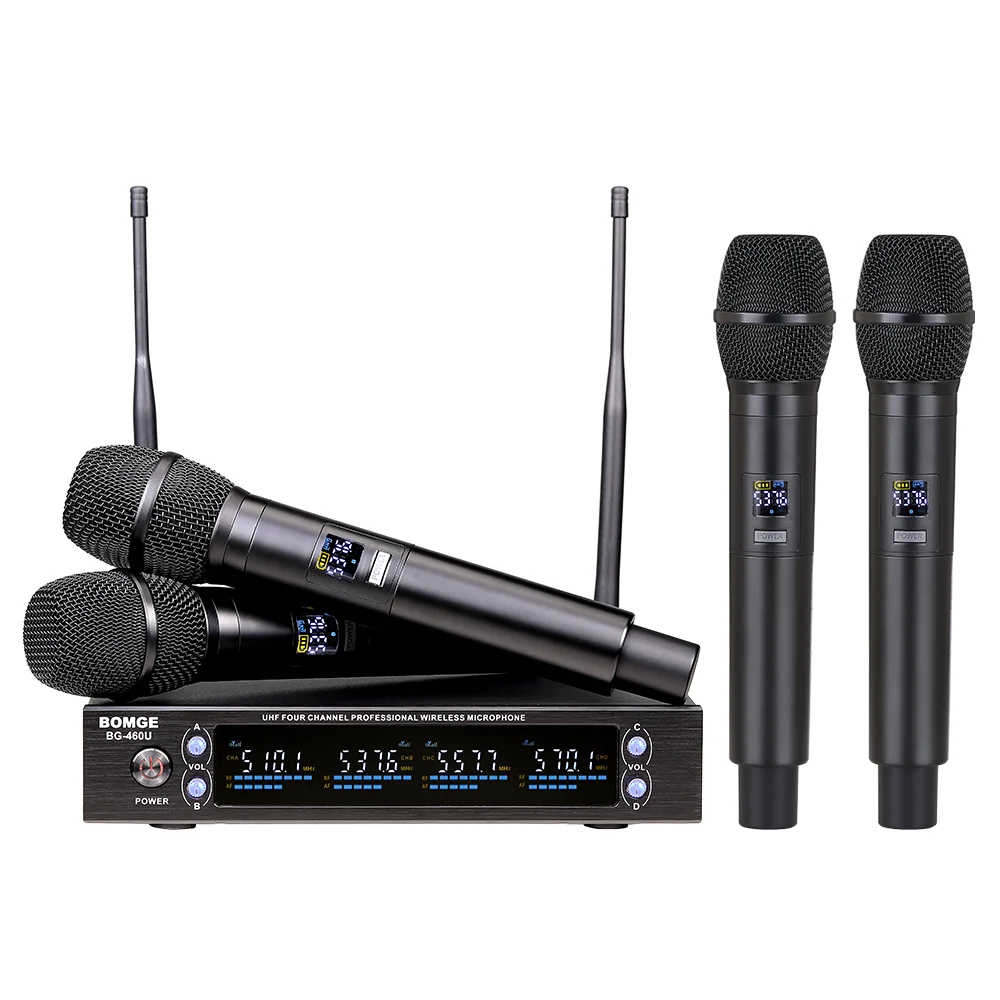 Купи BG-460U wireless microphone system uhf 4 channel set of 4 wireless microphones за 11,421 рублей в магазине AliExpress