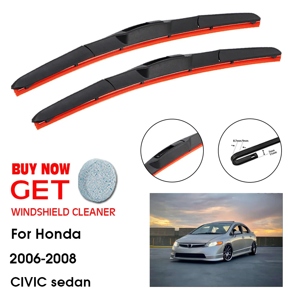 

Car Wiper For Honda CIVIC sedan 26"+24" 2006-2008 Front Window Washer Windscreen Windshield Silica Gel Wiper Blades Accessorie