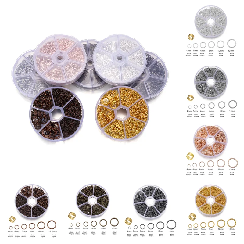 

4/5/6/8/10/12mm Round Box Set Iron Single Ring for Jewelry Connect Decorative DIY Necklace Bracelet Handmade Charms Accessories