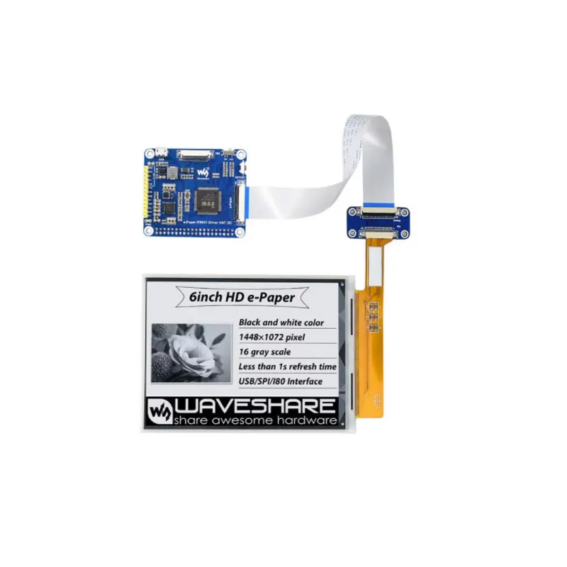 

6-дюймовый экран с чернилами высокой четкости E-INK электронная бумага электронная этикетка совместимая с Raspberry Pi