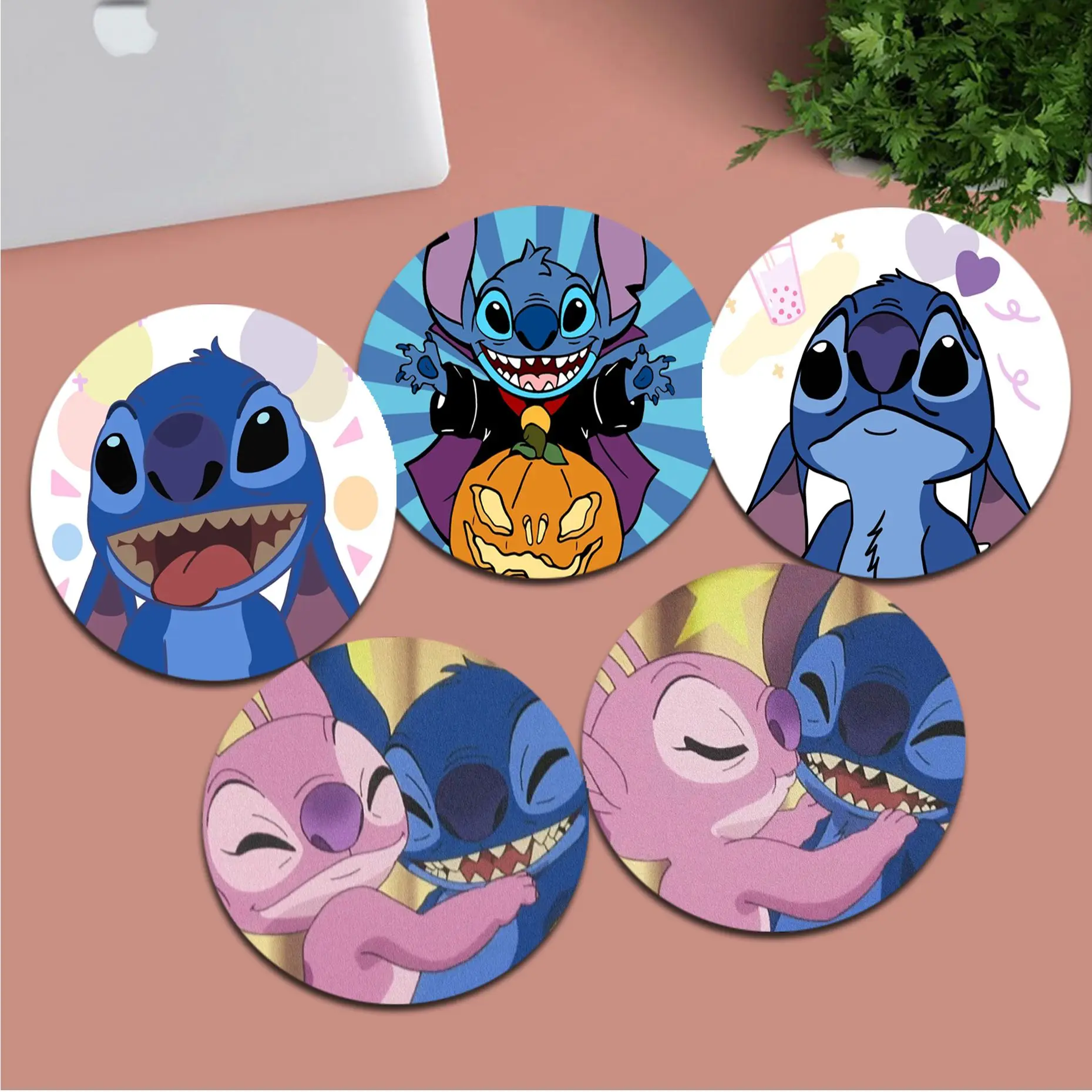 

Disney Stitch 22x22cm Round Office Student Gaming Thickened Writing Pad Non-slip Cushion Mouse Pad Writing Desk Mats