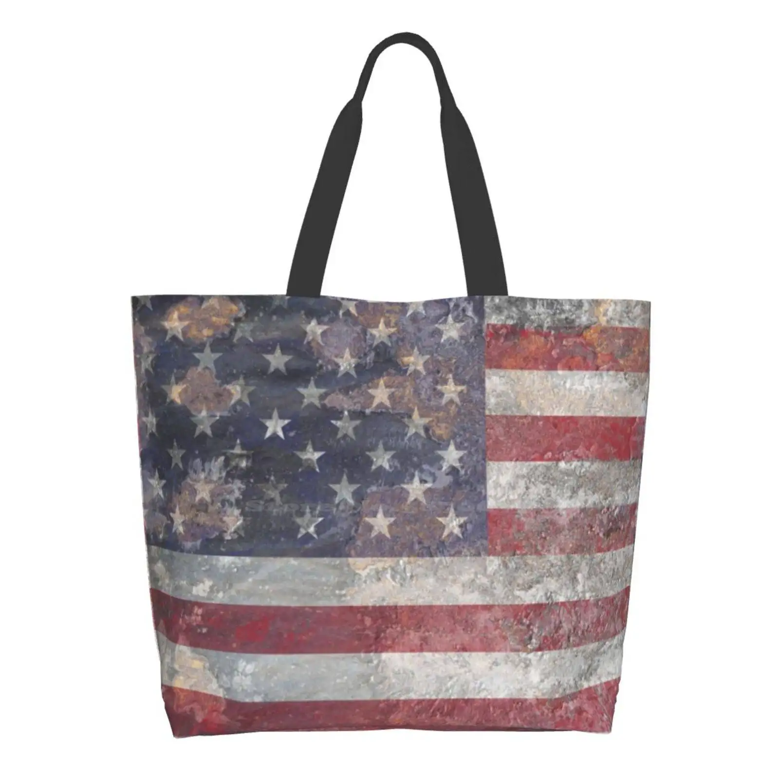 

American Flag Retro Rust Usa High Quality Large Size Tote Bag Usa Fla Spangled Banner American Usa Flag Of America Red And