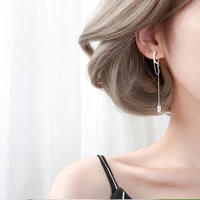 wholesale silver color zircon pendant round dangle earrings geometry long tassels chain earrings for women girl jewelry