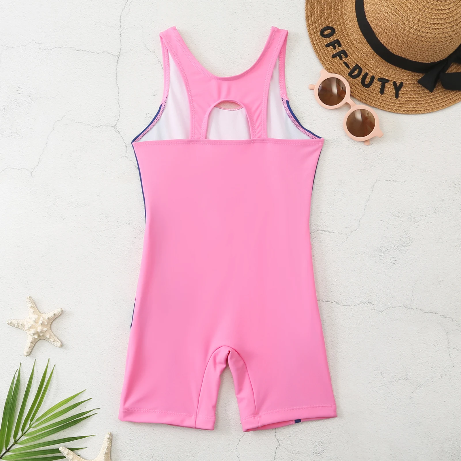 Kids Girl One Piece Swimsuit Swimwear Sleeveless Letter Print Boxer Bottoms Swimming Jumpsuit Bodysuit Pool Surfing Beach Wear