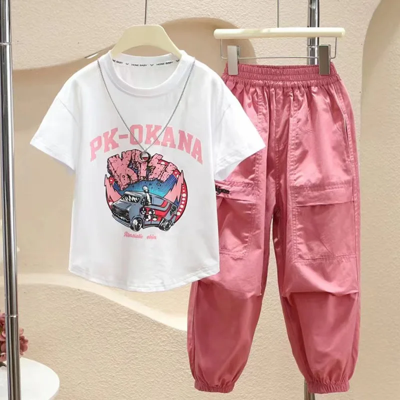 Весна 2025 г. детский спортивный костюм комплект одежда для девочек футболка в