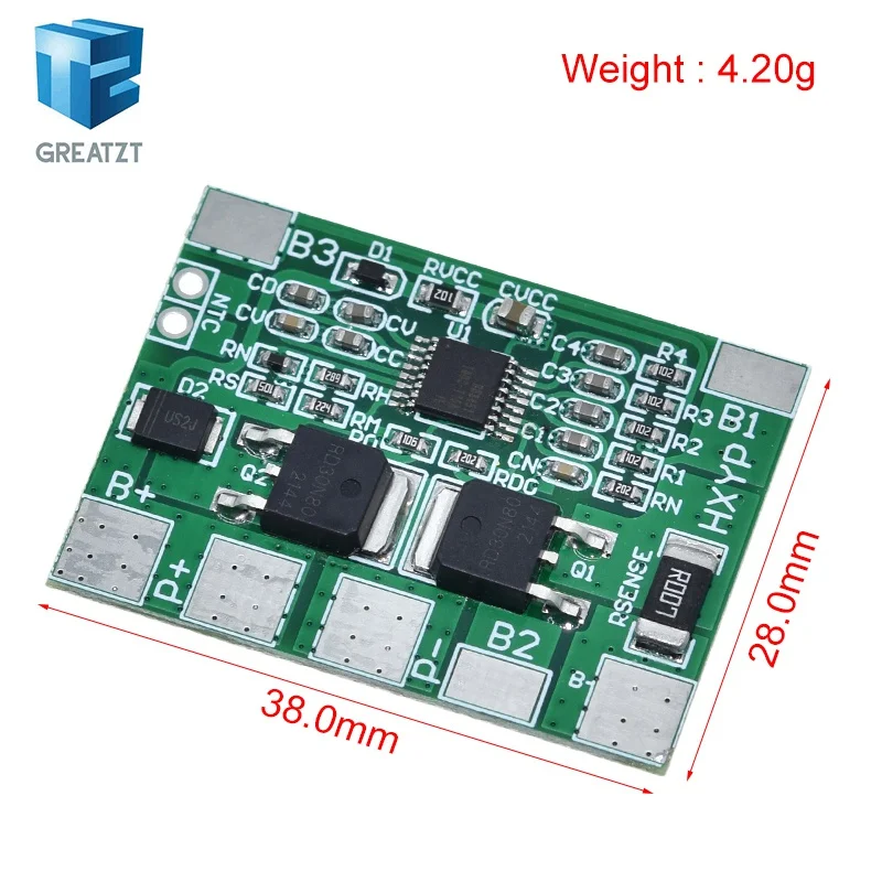 Фото Плата защиты аккумуляторов GREATZT BMS 4S 3.2V 3.7V 8A LiFePO4 / литиевых батарей 12.8V 14.4V для аккумуляторных блоков 18650 32650 №2
