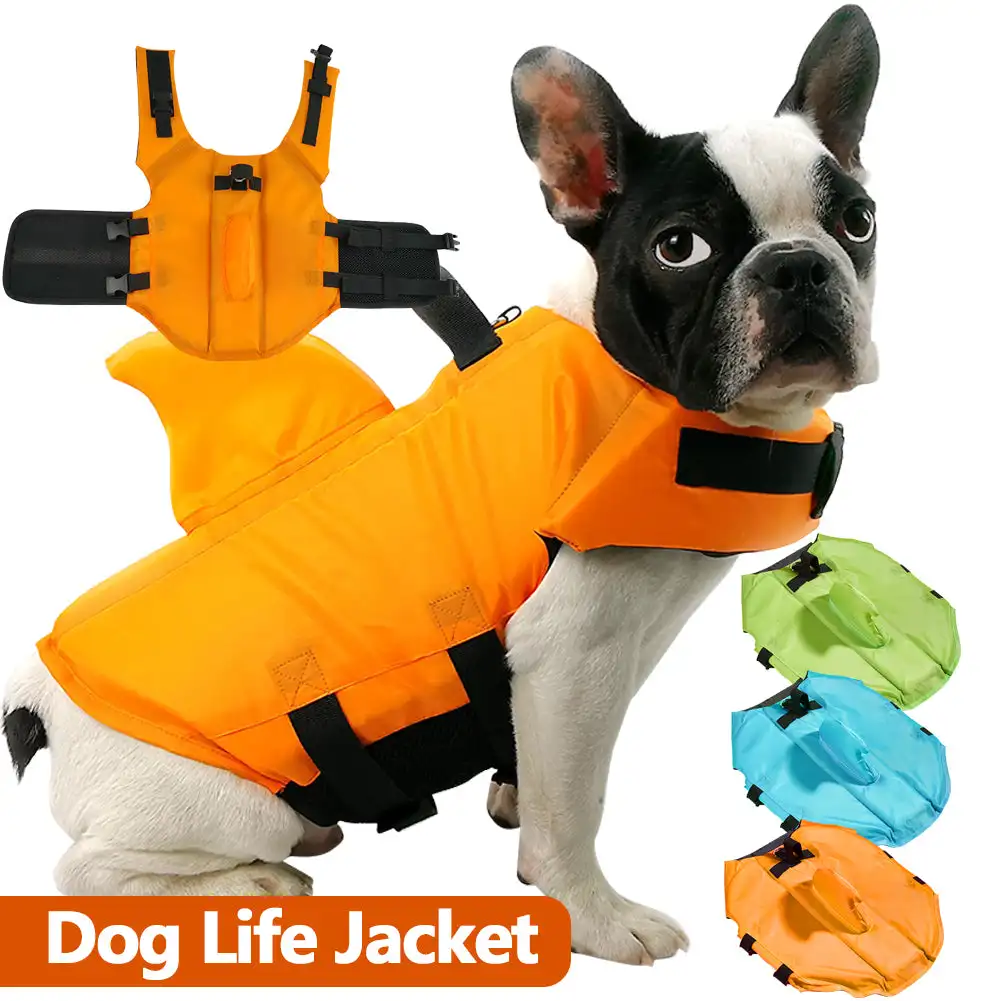 

XS-XXL Summer Dog Life Vest Pet Shark Life Jacket Dog Clothes Dog Safety Swimwear Safety Swimming Suit For Small Medium LargeDog