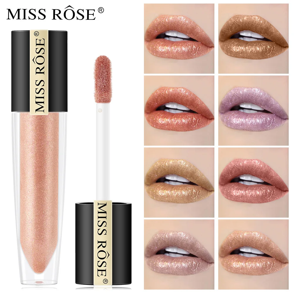 MISS ROSE 12-color Pearlescent Moisturizing Lip Waterproof Lasting Easy To Color Net Red Beauty Lip Glaze