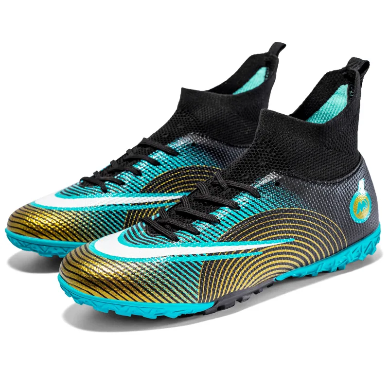 Professional Unisex Soccer Shoes Men TF/FG High Ankle Football Boots Man Cleats Grass Training Soccer Boot Women Chuteira Campo