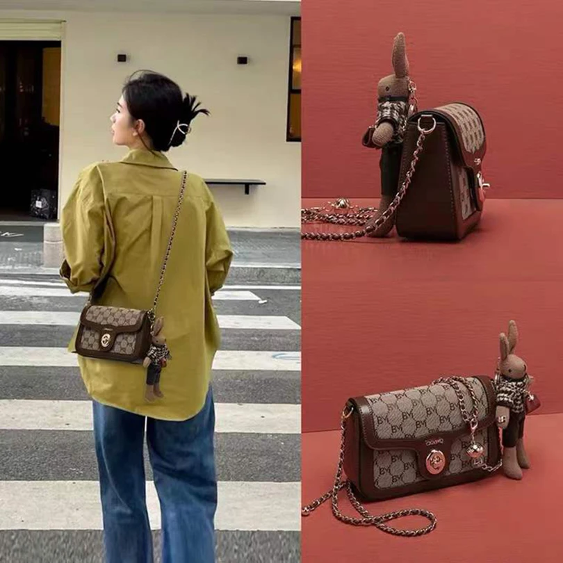 

Fashion niche design multi-functional chain small square bag simple retro wild large-capacity letter one-shoulder messenger bag