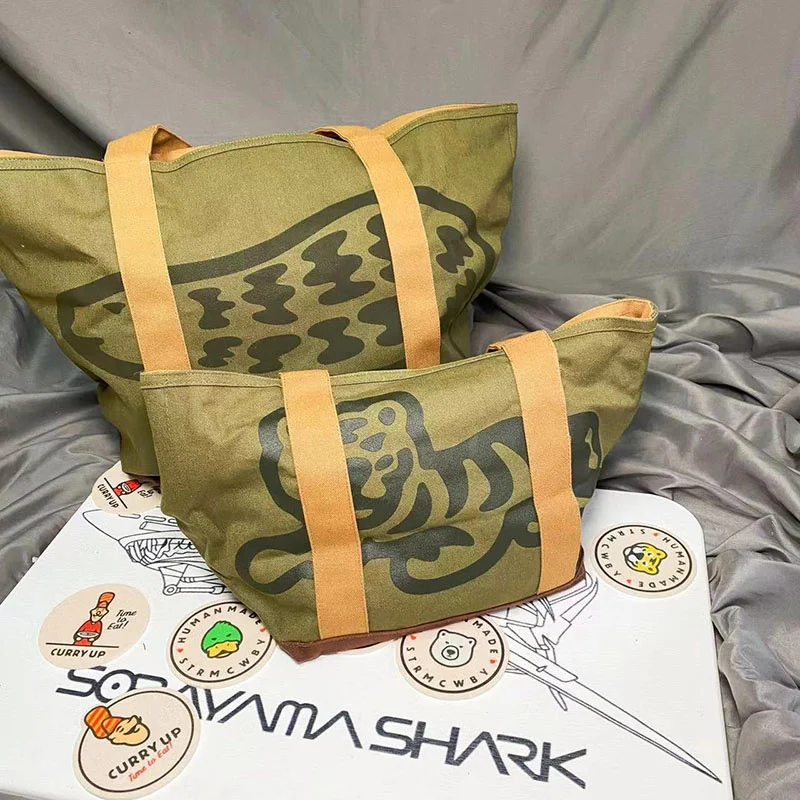 

HUMAN MADE Handbag Men's Women's Casual Polar Bear Tiger Shoulder Human Made Tote Bag