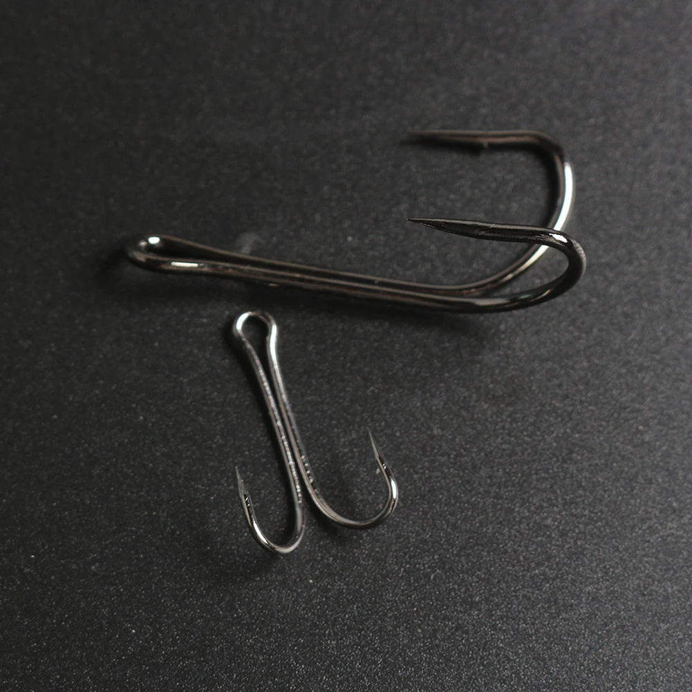 50pcs Fishing Double Hook High Carbon Steel Weedless Fishing Hook Fly Tying Duple Hook Fishing Tackle Accessories enlarge