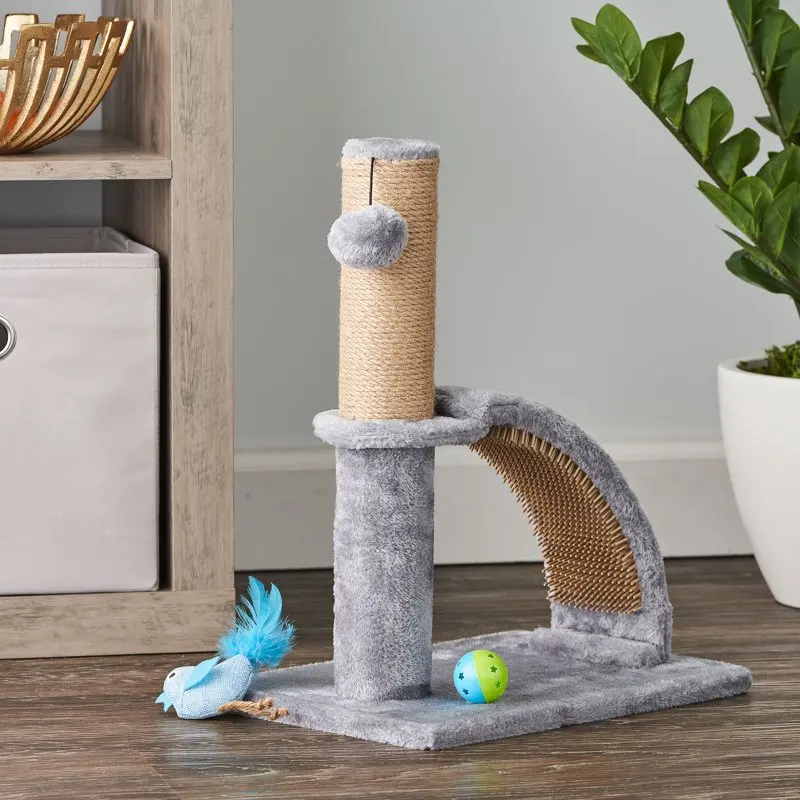 

- Plush Sisal Super-Soft Plush Cat Scratching Post with Arch Massager, Pack of 1 - Comfortable Sisal