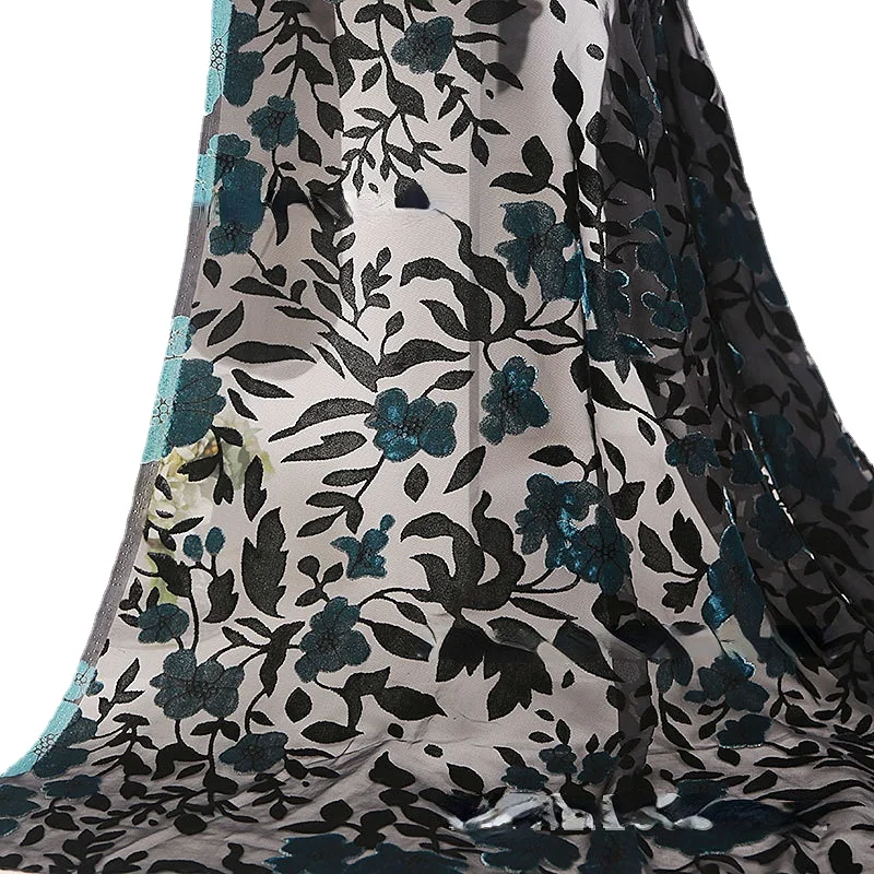 

1m*1.4m African Lace Fabric Brocade Burnout Velour Fabric Rayon Nylon Jacquard Fabric for DIY Sewing Cheongsam Dress Clothing