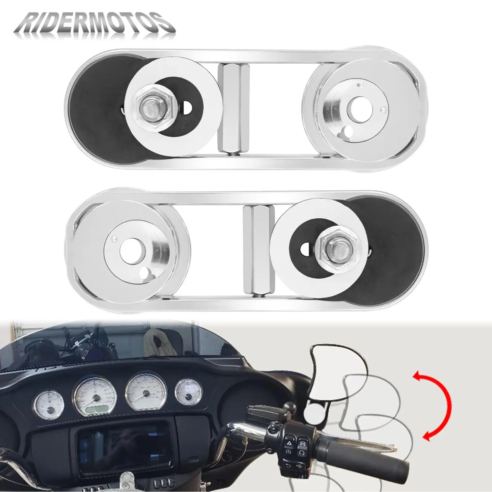 

Motorcycle CNC Adjustable Drop Mirror Relocator Mount Aluminum Chrome For Harley Touring Street Glide FLHX 2014-2020 2021