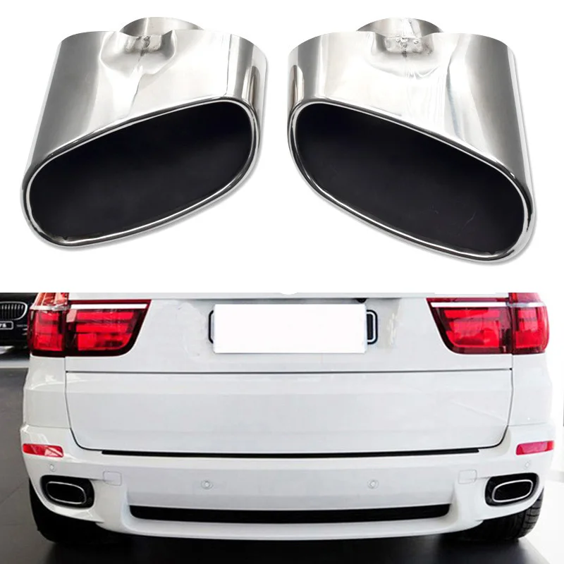 

2PCS Chrome Dual Exhaust Tail Pipe Muffler Tip Stainless Steel For BMW X5 E70 2008 2009 2010 2011 2012 2013 Auto Accessories
