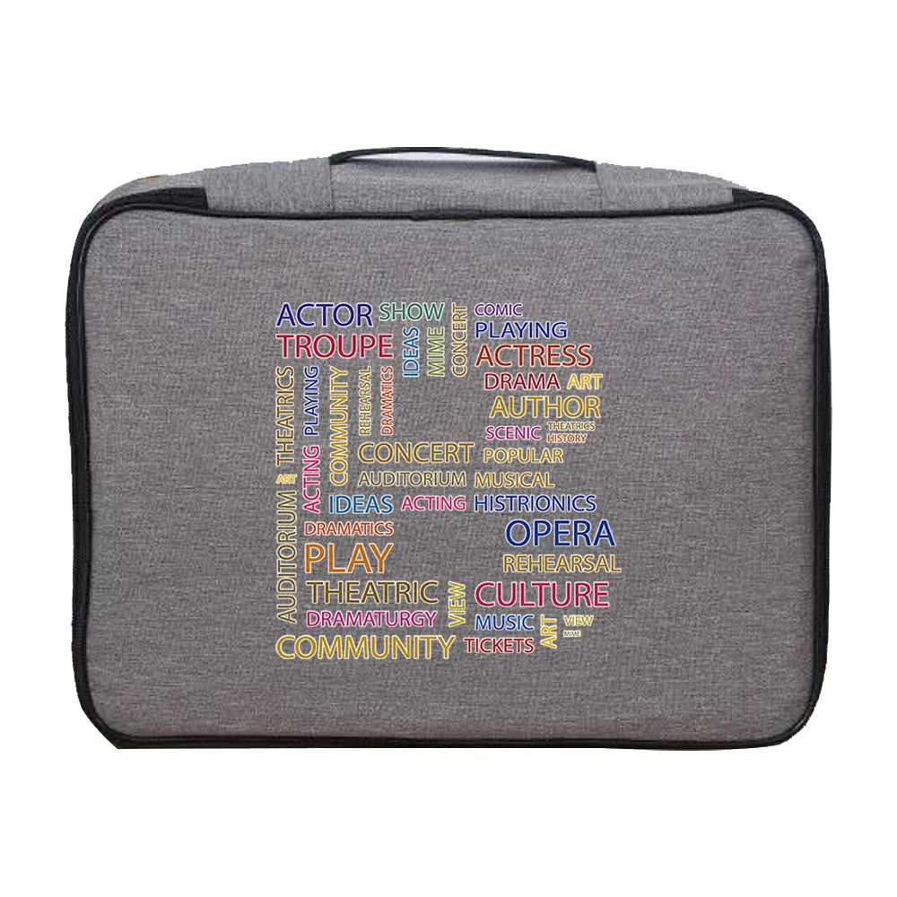 File Holder Handbag Men Women Travel Credentials Luggage Storage Bag Waterproof Text Letter Print Documents Bags Organizer Case