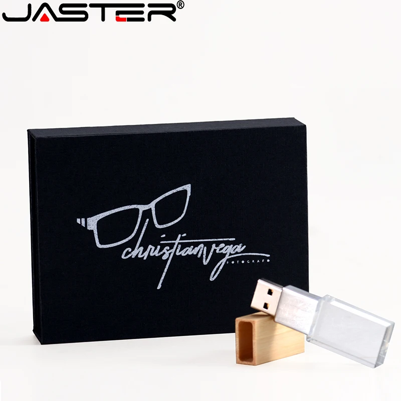 

JASTER Black Carton Wood Crystal USB 2.0 Flash Drive Pendrive Memory Stick 32GB 64GB 128GB U Disk Free LOGO Photography Gifts