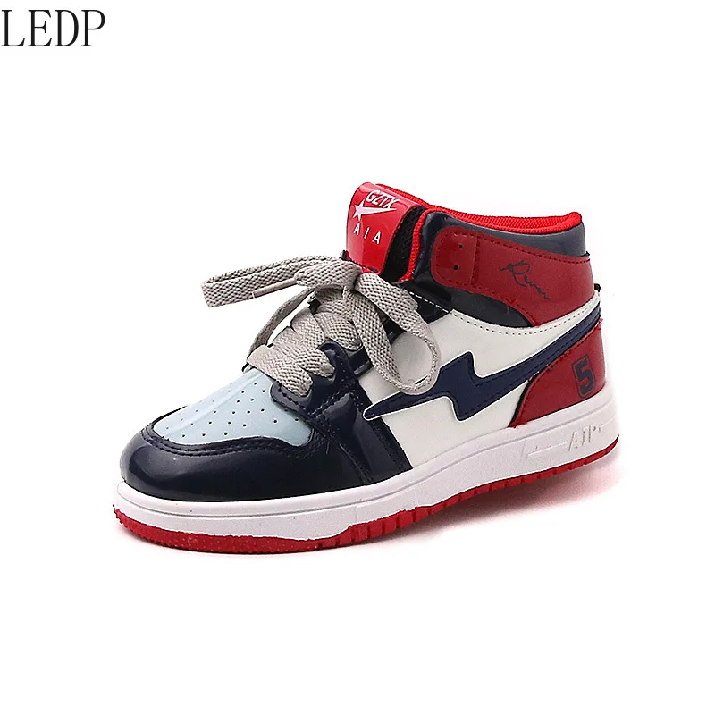 

Children's Shoes 2022 Autumn Children's Sneakers High-Top Waterproof Leather Boy's Casual Shoes Girls' Non-Slip Running Shoes