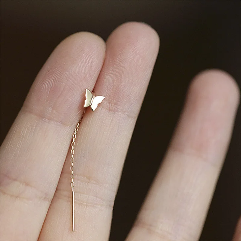 

S925 Silver Butterfly Ear Women's Long Temperament Senior Sense Butterfly Earrings 2020 New Super Fairy Tassel Earrings