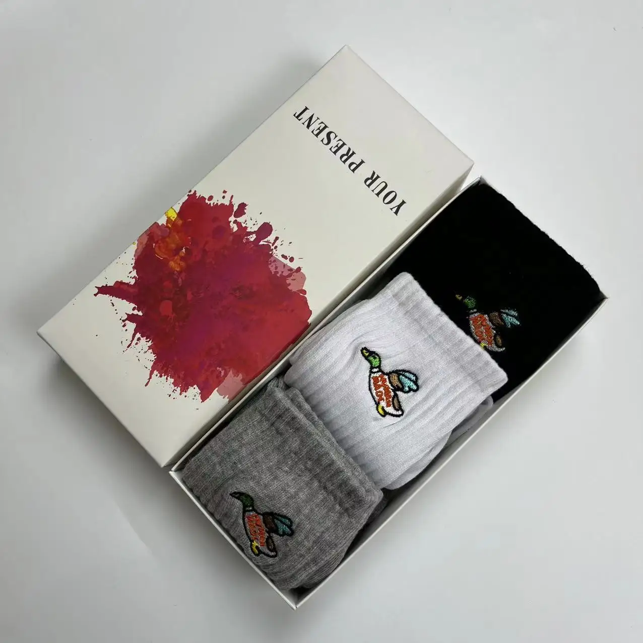 3 Pairs/box Human Made Sock Men Women Skateboard Cotton Crew Street Fashion Brand Socks Embroidery Flying Duck Socks Unisex
