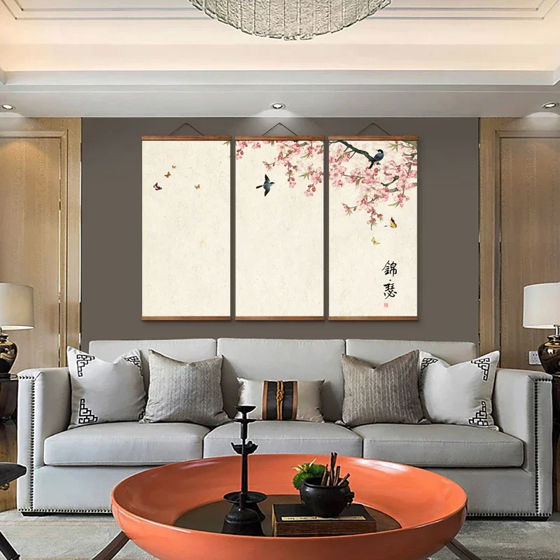 Китайский стиль кинес бабочка птица постер