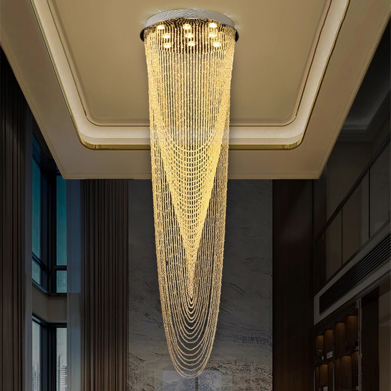 

Led Modern Crystal Lamp Duplex Staircase Chandelier Long Chandelier Spiral Staircase Lamp Villa Stairwell Hall Chandelier Lamp