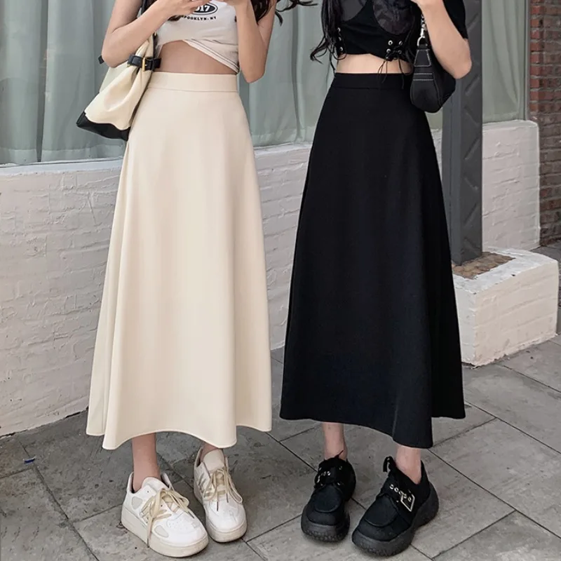 

Spring Summer A Line High Waist Large Umbrella Skirts Women OL Slim Faldas Korean Style Black Suits Skirt Lady Wild New